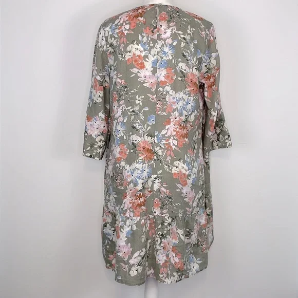 J. Jill Love Linen Caraway Fresh Bloom Ruffle Hem Dress. Size Medium Petite. - Picture 7 of 15
